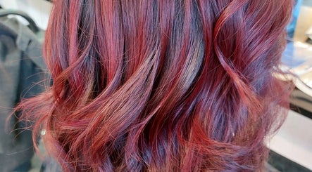 Rich red hair waves styled at Botanical Blade hair studio in Dunedin, Otago Region, NZ.