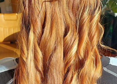 Wavy golden hair styled at Botanical Blade hair studio, Dunedin, Otago Region, NZ.