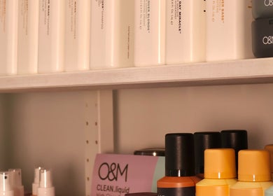 Hearth Hair boutique shelves with vibrant hair products in Wollongong, New South Wales, AU.