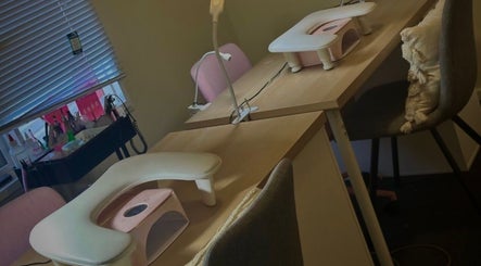 Modern nail stations at Clawed By G and Co in Bradbury, New South Wales, AU, ready for beauty treatments.