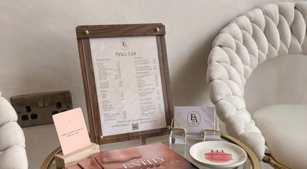 Price list and brochure at Entity Aesthetics in Rochester, England, GB showcasing services in a chic setting.