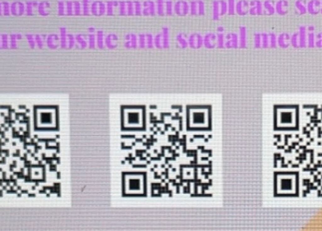 Three QR codes for Flawless Finish Salon in Otisville, New York, US, linking to their online platforms.