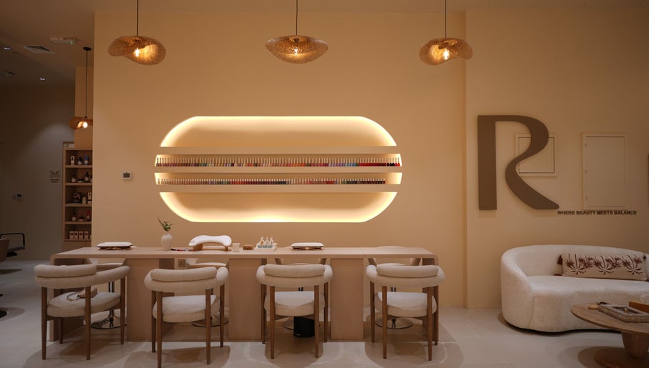 Elegant and modern lounge area at Reed Women Beauty And Fitness Center in Abu Dhabi, Abu Dhabi, AE.