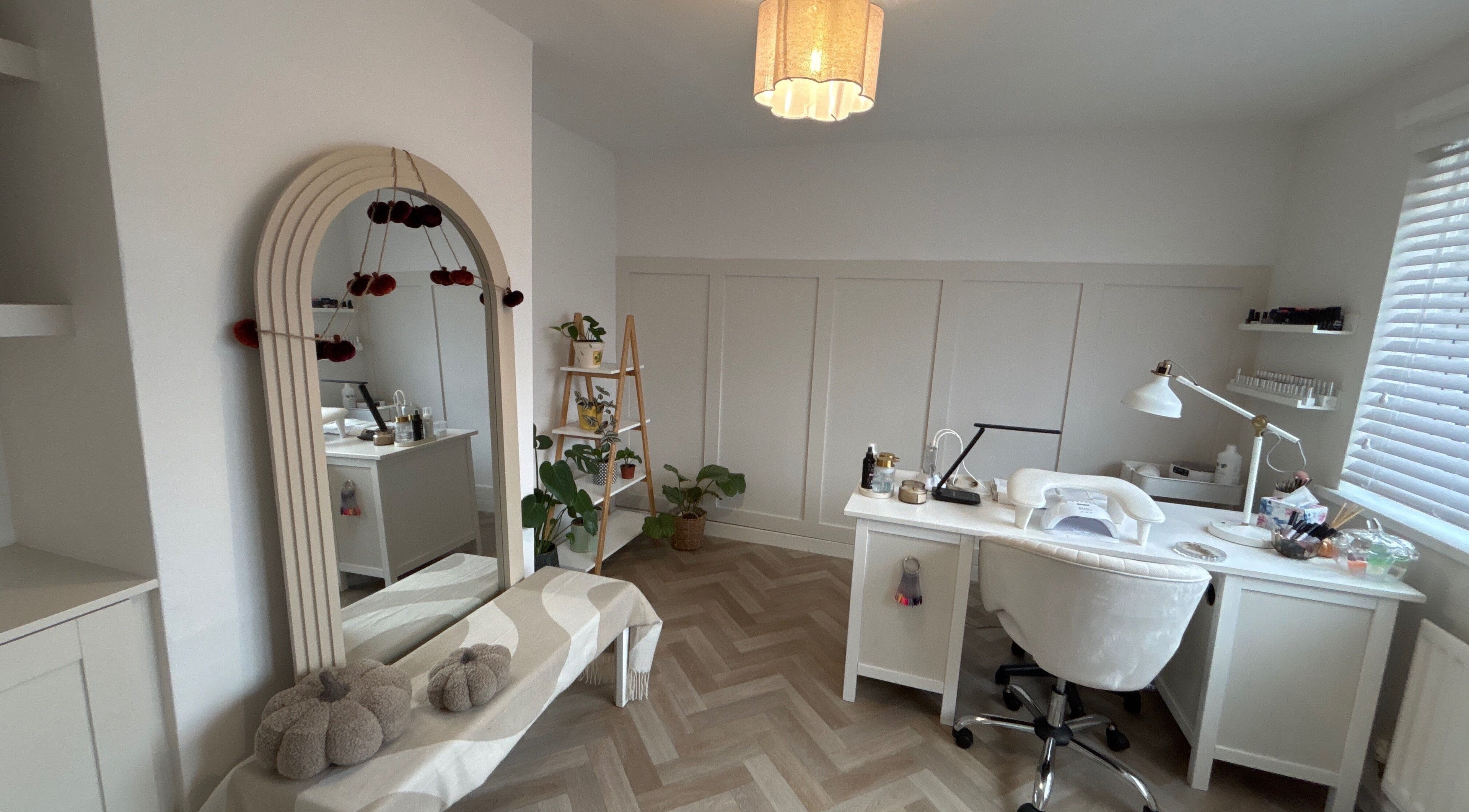 Chic nail studio at Sorella Nails, Northallerton, England, GB with elegant decor and modern workspace.