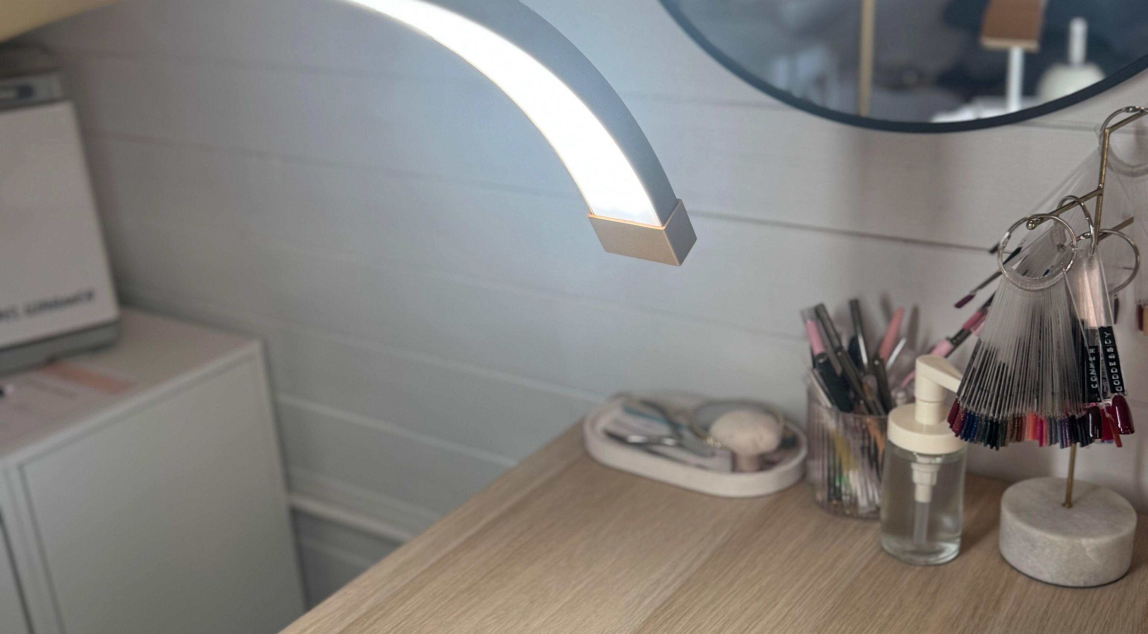 Cozy beauty workspace at The Glow Room by Han, Burscough, England, GB showcasing tools and decor.