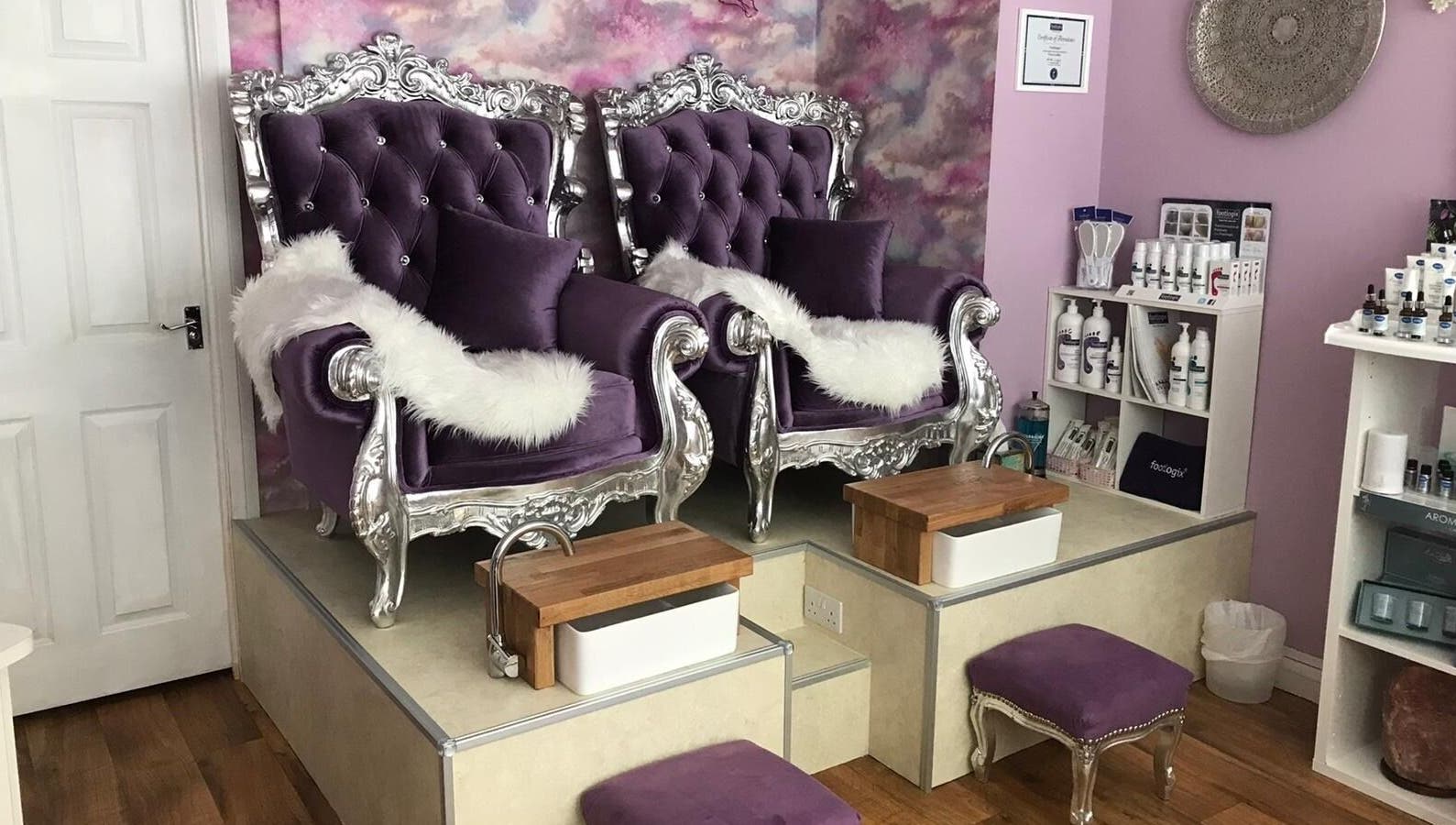 Luxurious velvet chairs in The Tranquillity Room, Woodhall Spa, England, GB enhance your wellness experience.