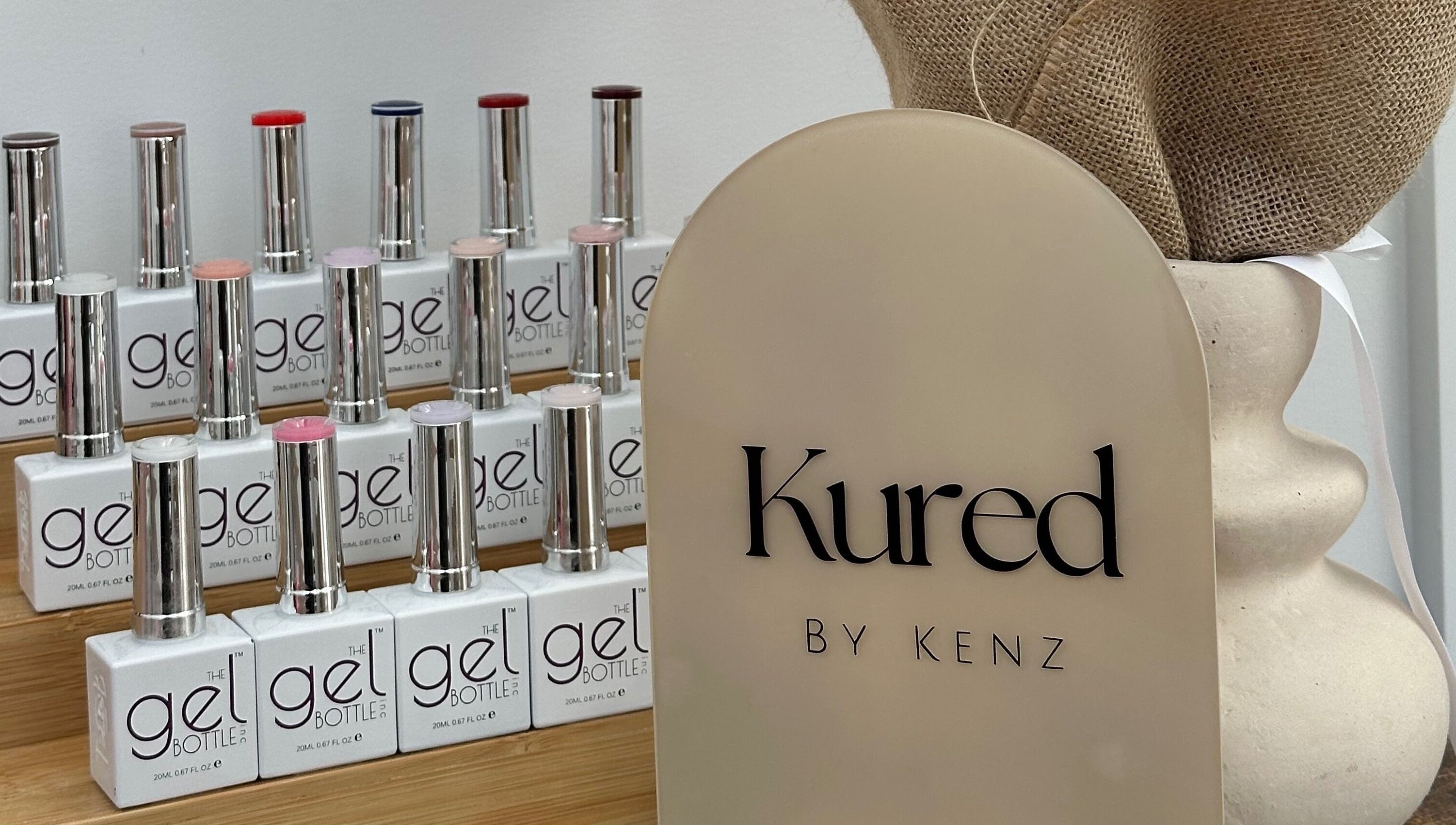 Gel polish bottles at Kured by Kenz in Sanctuary Point, New South Wales, AU.