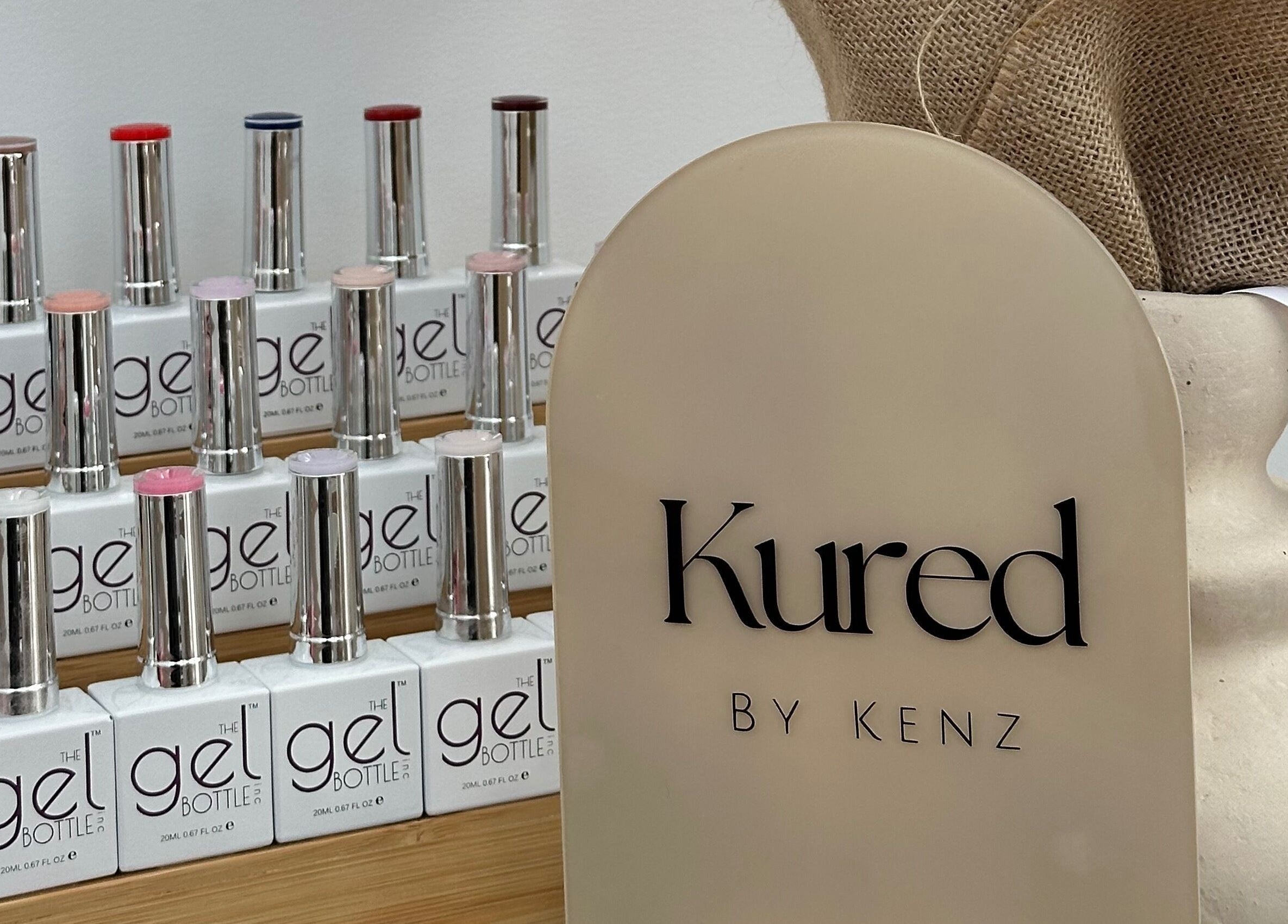 Gel polish bottles at Kured by Kenz in Sanctuary Point, New South Wales, AU.
