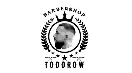 Лого на Barber Shop Todorow в Ботевград, Софийска Област с мъжки профил и корона.