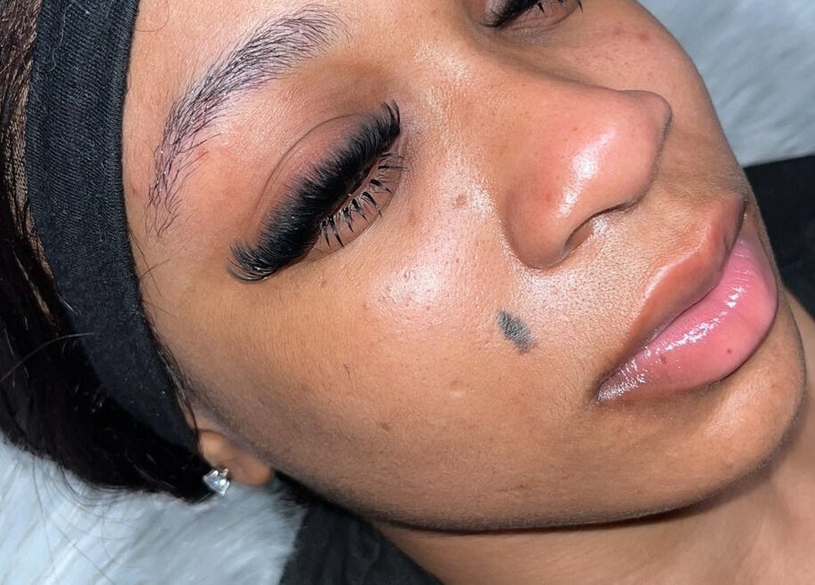 Close-up of a client's eyelash extensions at Lashbydo, Dublin, County Dublin, IE, showcasing professional results.