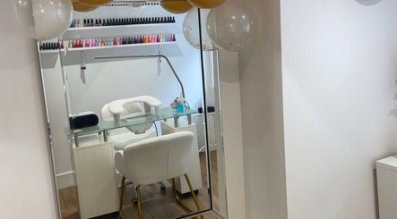 Elegant nail station at Viennas Beauty in Sevenoaks, England, GB, showcasing a stylish manicure setup.