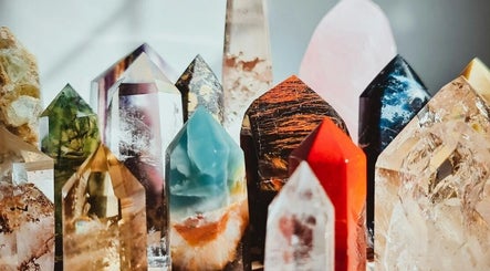 Vibrant crystal collection at La Rosa Blanca | Reiki & Yoga in Glasgow, Scotland, GB promotes healing and balance.