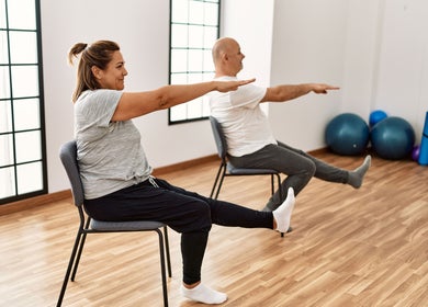 Relaxing chair yoga session at La Rosa Blanca | Reiki & Yoga, Glasgow, Scotland, GB.