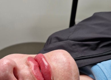 Lip treatment at Sweet Features, Edgeworth, New South Wales, AU showcasing glossed lips.
