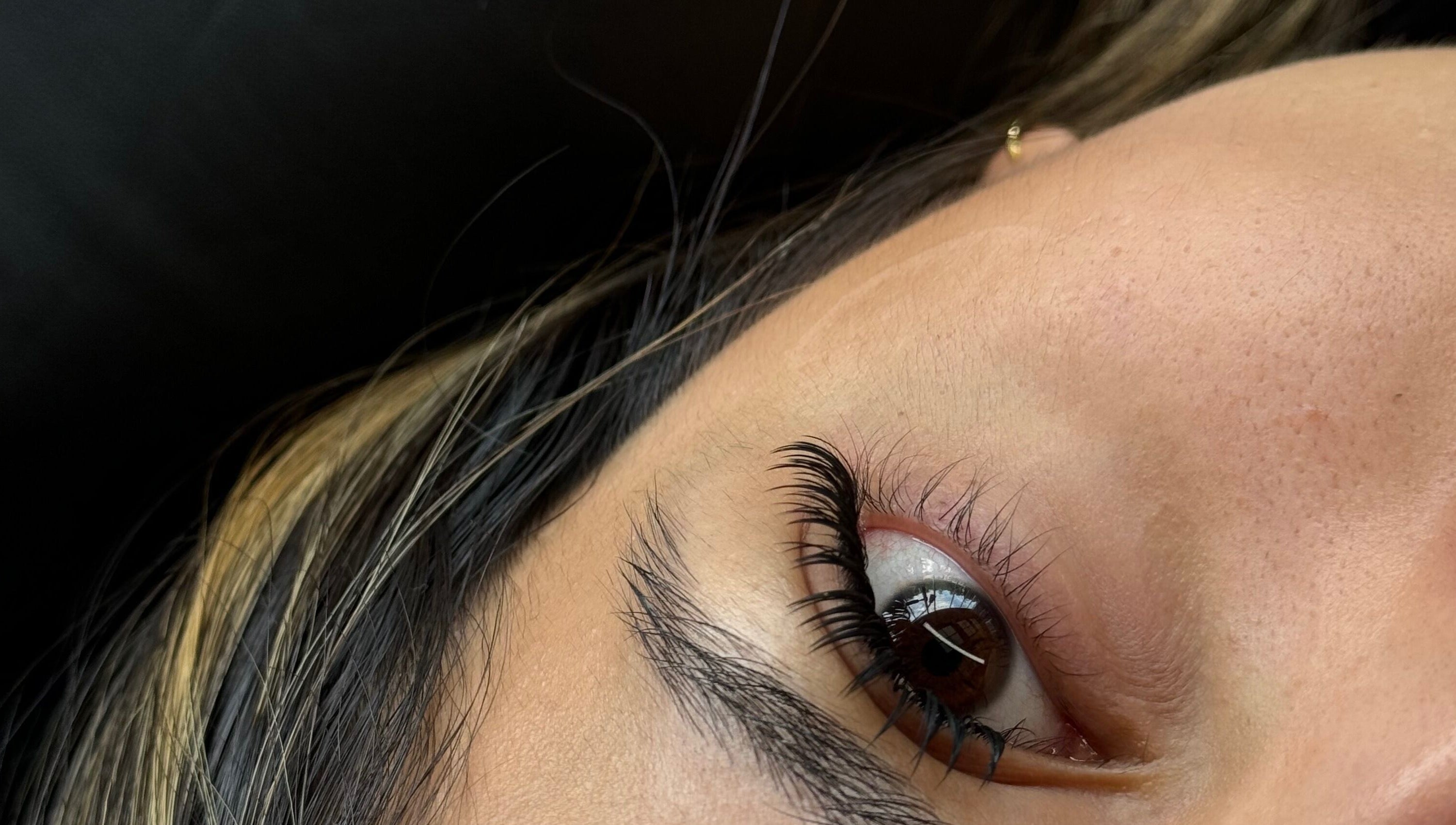 Close-up of beautifully styled lashes at Sarah’s Lashes, Guelph, Ontario, CA.