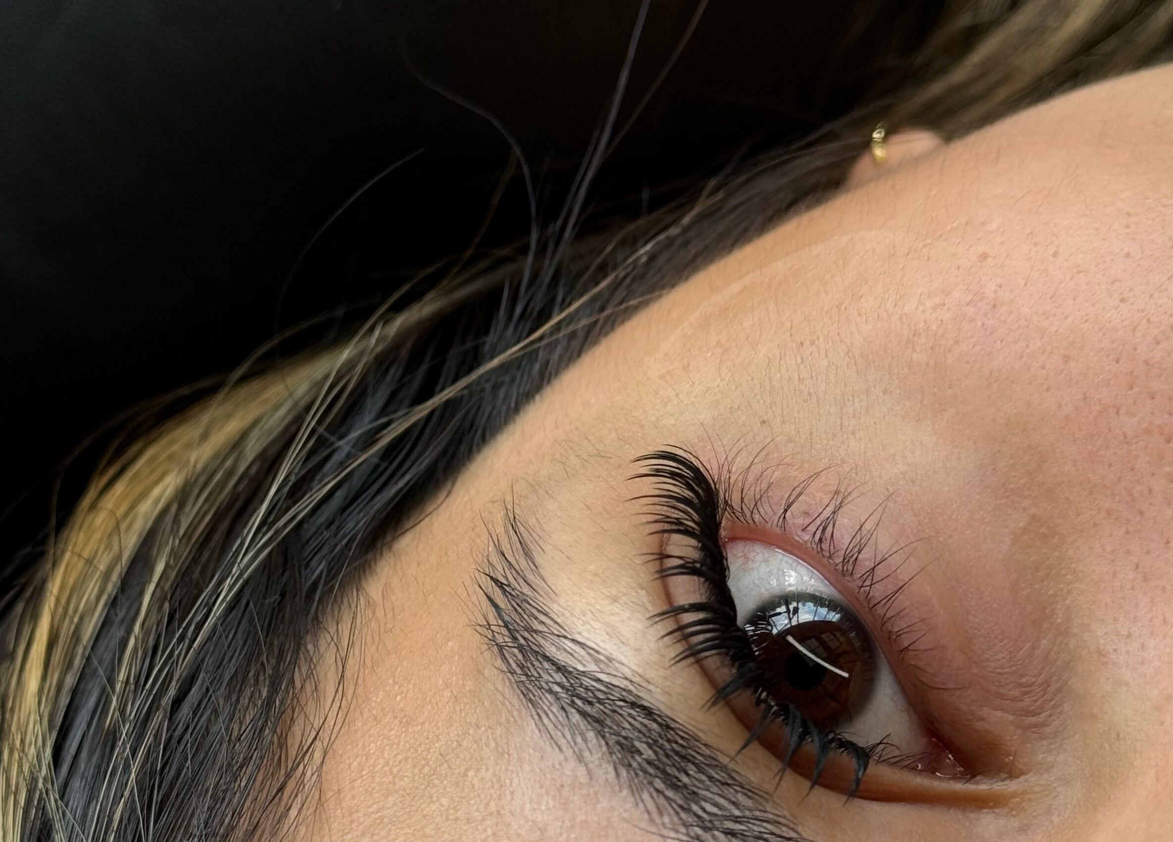 Close-up of beautifully styled lashes at Sarah’s Lashes, Guelph, Ontario, CA.