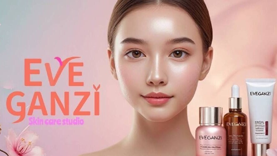 EveGanzi skincare products and model at Westmount, CA, showcasing glow and elegance.