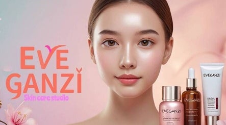 EveGanzi skincare products and model at Westmount, CA, showcasing glow and elegance.