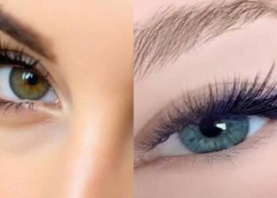 Close-up of extended eyelashes at EveGanzi, Westmount, CA enhancing natural beauty.