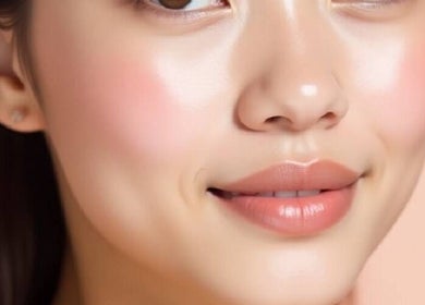 Close-up of radiant skin at EveGanzi, Westmount, CA, showcasing exceptional beauty treatments.