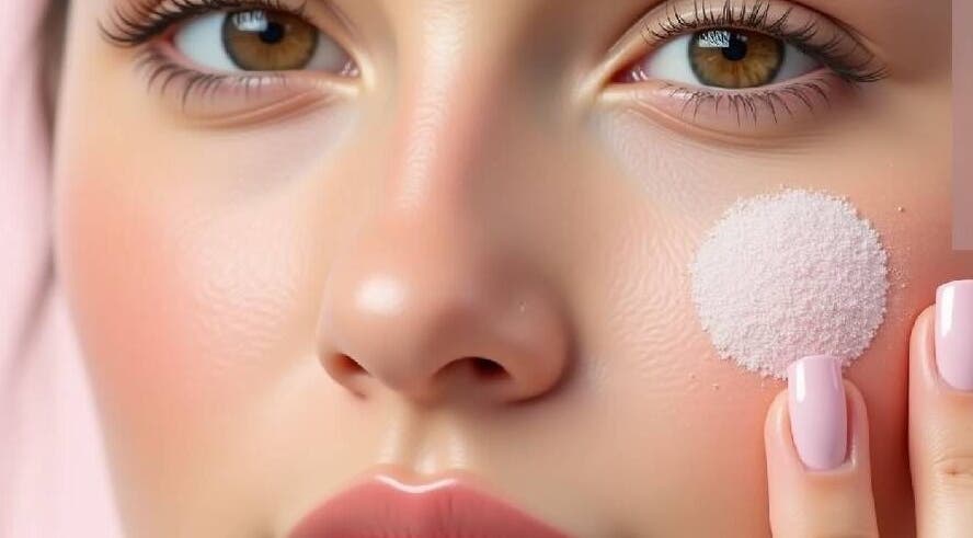 Close-up of a woman applying facial scrub at EveGanzi, Westmount, CA, highlighting beauty care.