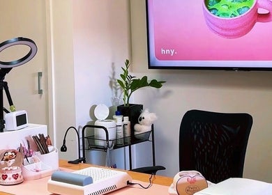 Elegant workspace at Nails Gelato in Melbourne, Victoria, AU, featuring nail tools and decor.
