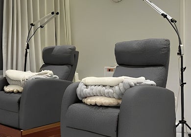Comfortable chairs at MIU MIU EYELASHES, Sydney, New South Wales, AU for a relaxing beauty experience.