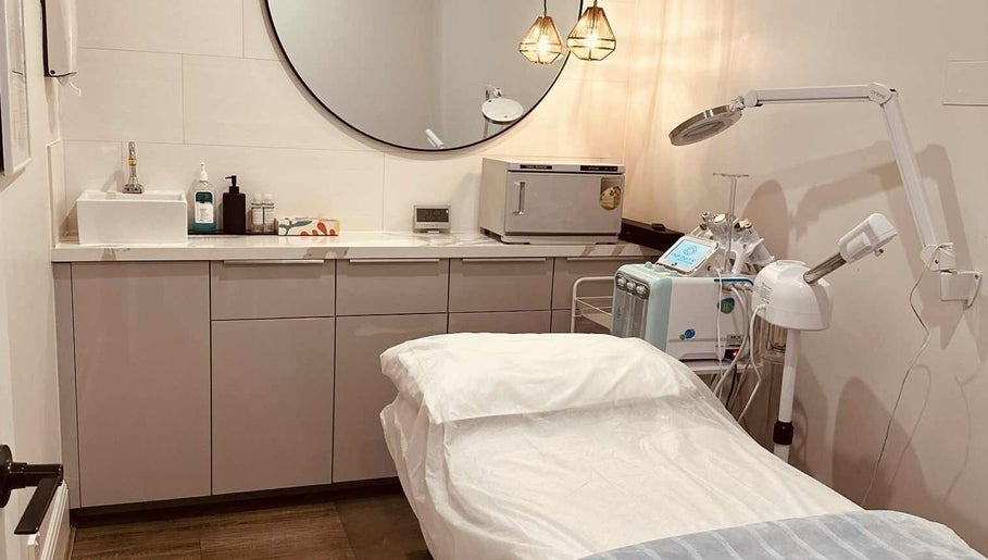 Calm treatment room at Lavina Beauty, Hampton, Victoria, AU, showcasing a clean, modern aesthetic.
