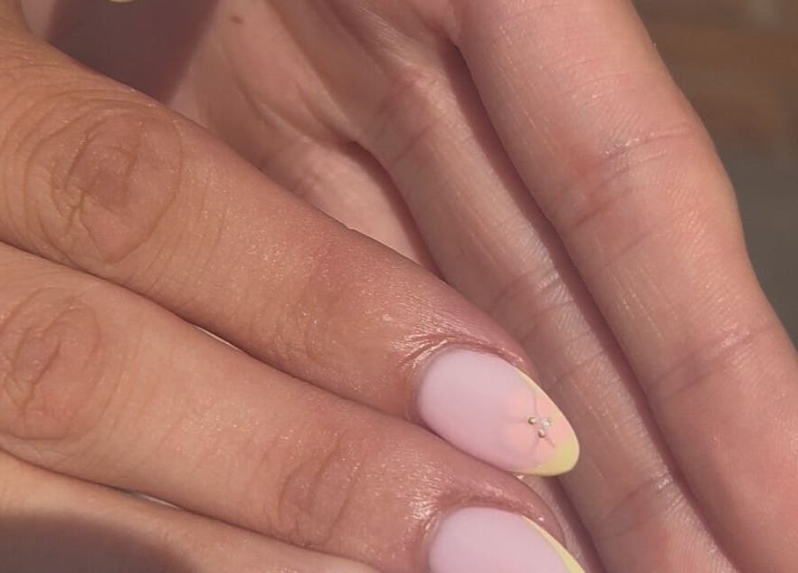 Close-up of stylish manicured nails at Glossed By Georgia, Ellington, England, GB.