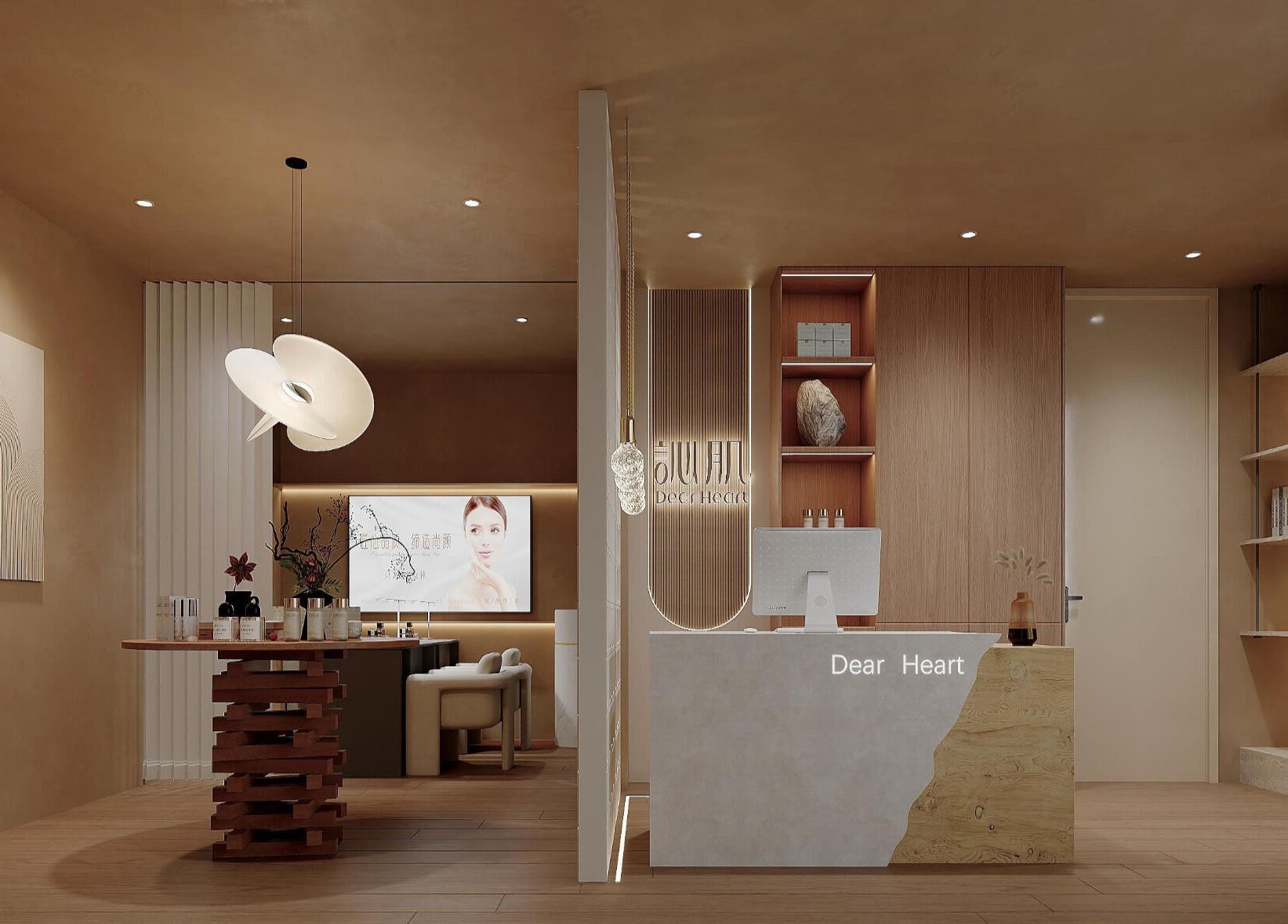 Reception area at Merdian Skin & Scalp N9 Lab in Melbourne, Victoria, AU with modern decor and soothing lighting.