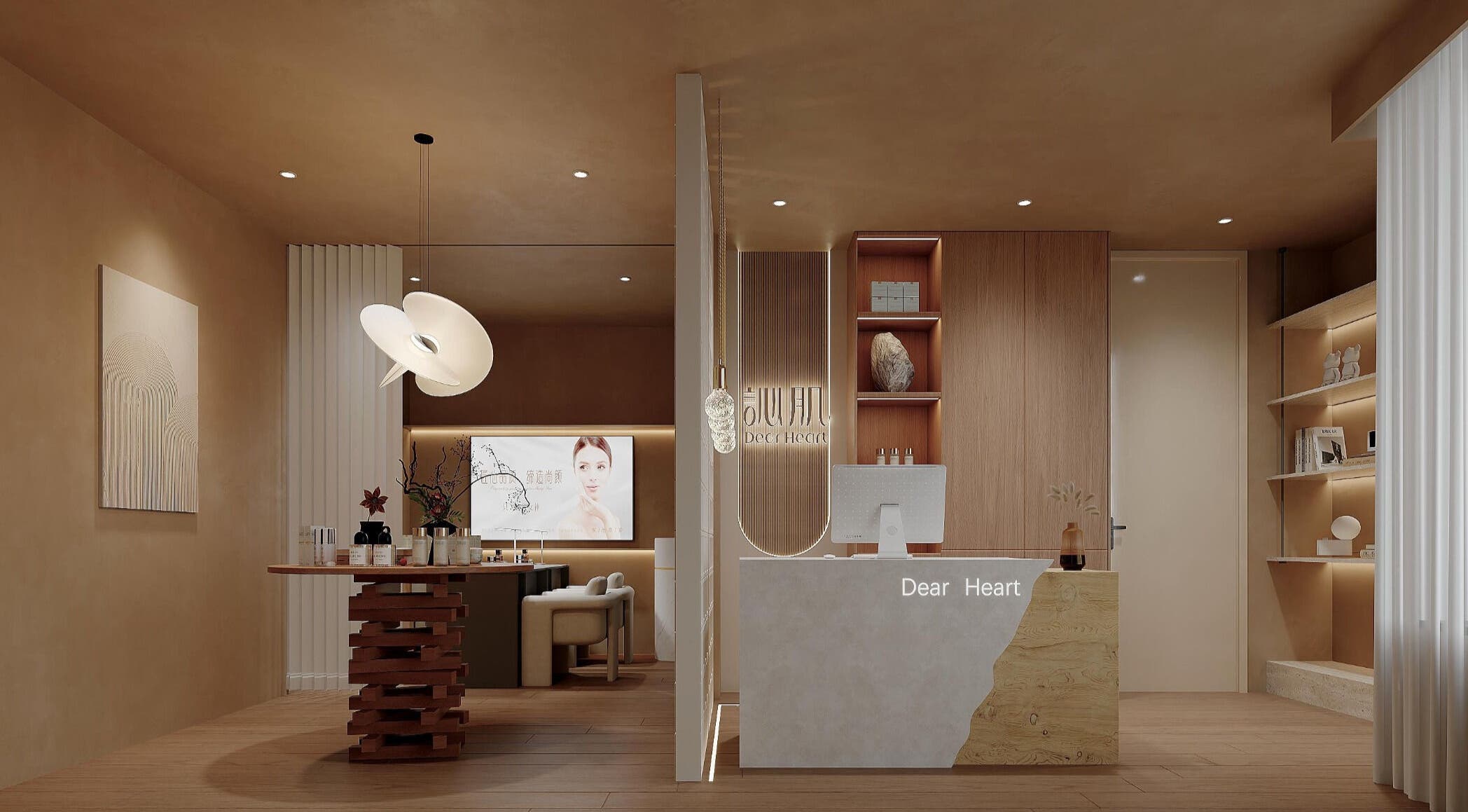 Reception area at Merdian Skin & Scalp N9 Lab in Melbourne, Victoria, AU with modern decor and soothing lighting.