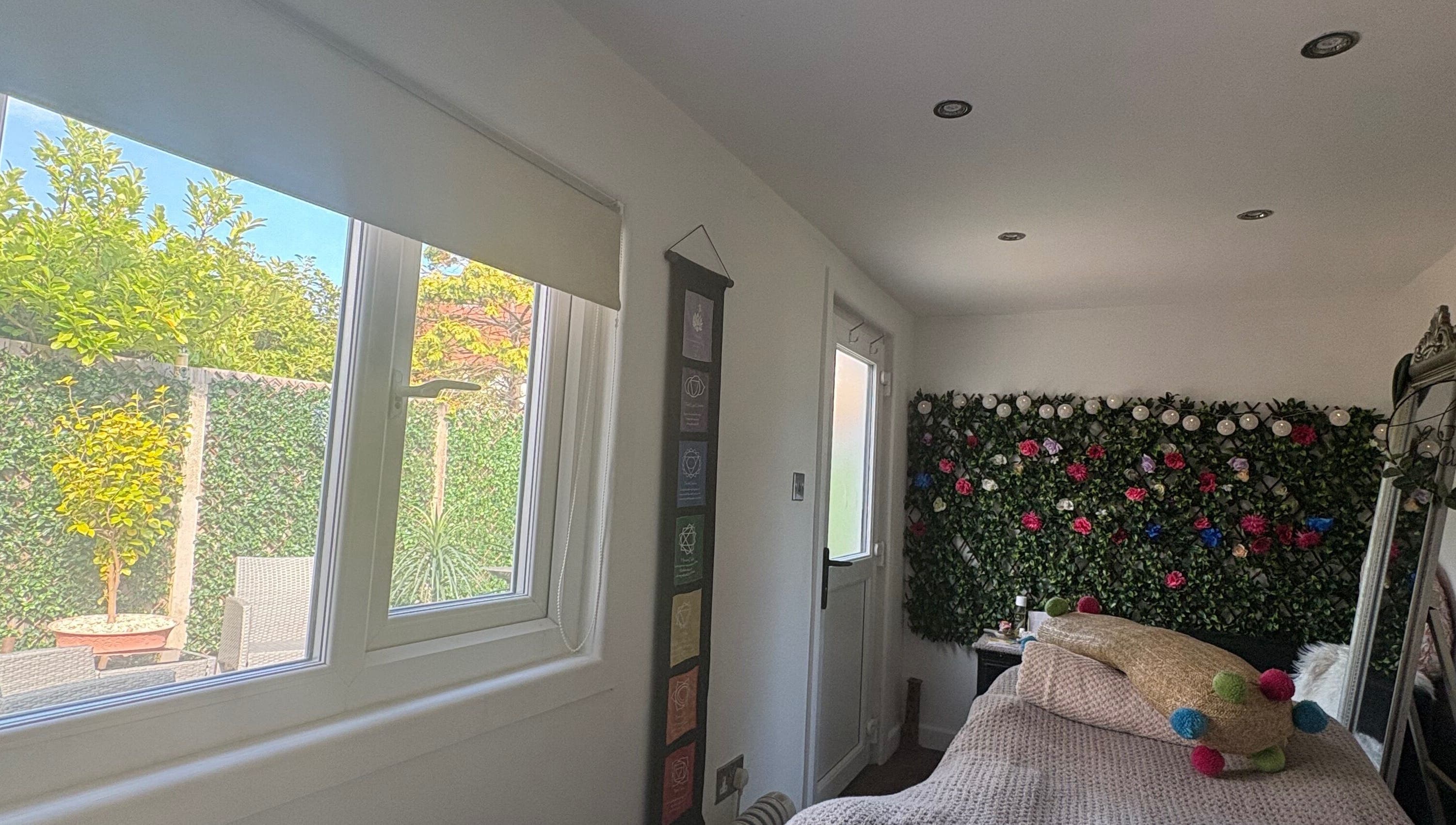 Serene treatment room at Pampered@62 with garden view in Blackpool, England, GB.