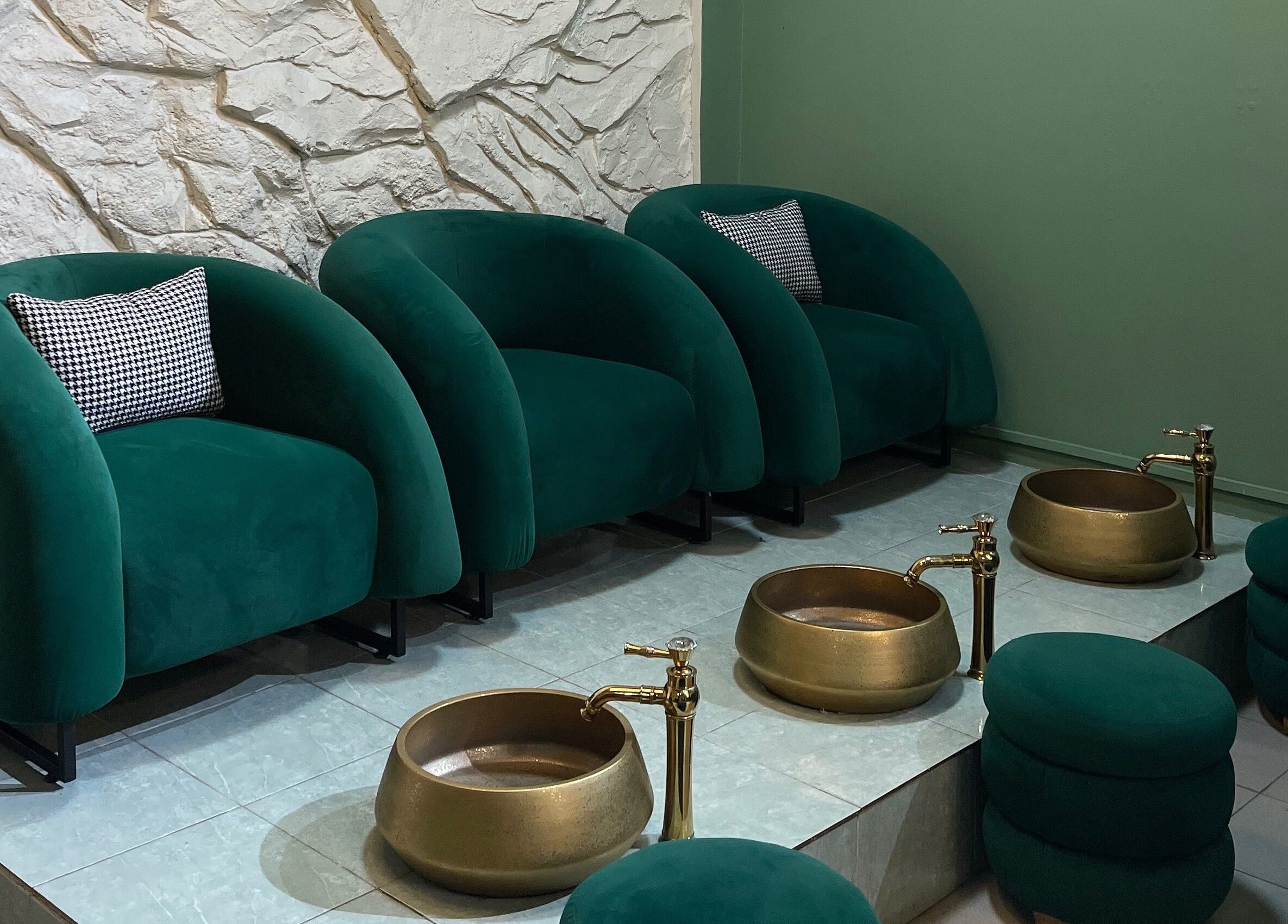 Luxurious green velvet chairs at SHY KAMPALA BY MB, Kampala, Central Region, UG, ideal for relaxation.