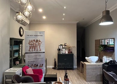 Elegant interior of Gabrielle Elle Nails within Viauty Fulham, London, England, GB, featuring a modern salon setup.