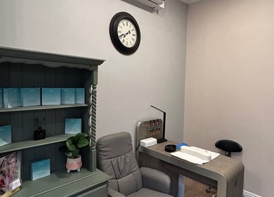 Relaxing nail salon corner at Gabrielle Elle Nails within Viauty Fulham in London, England, GB.