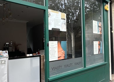 Entrance of Gabrielle Elle Nails within Viauty Fulham, London, England, GB, showcasing sleek decor.