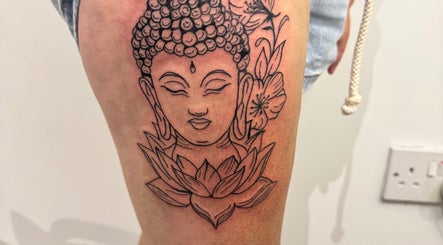 Intricate Buddha tattoo design at Blissa Beauty Tattoo & SPMU, Bridlington, England, GB.