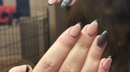 Stylish manicure with black and nude design at Blissa Beauty Tattoo & SPMU, Bridlington, England, GB.