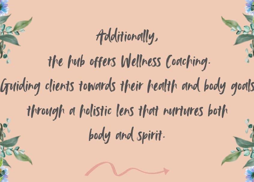 Floral border with wellness coaching message at Wildflower Wellness Hub in Churchdown, England, GB.