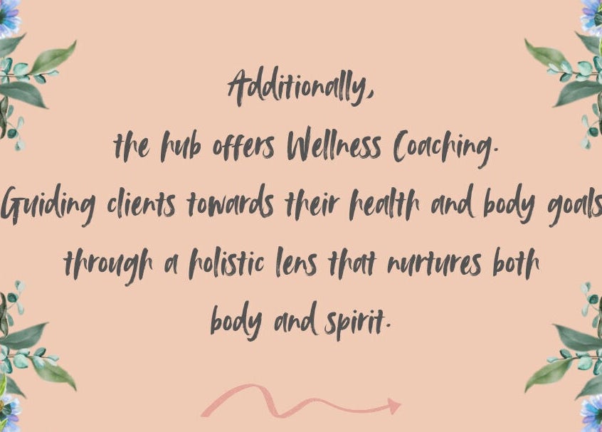 Floral border with wellness coaching message at Wildflower Wellness Hub in Churchdown, England, GB.