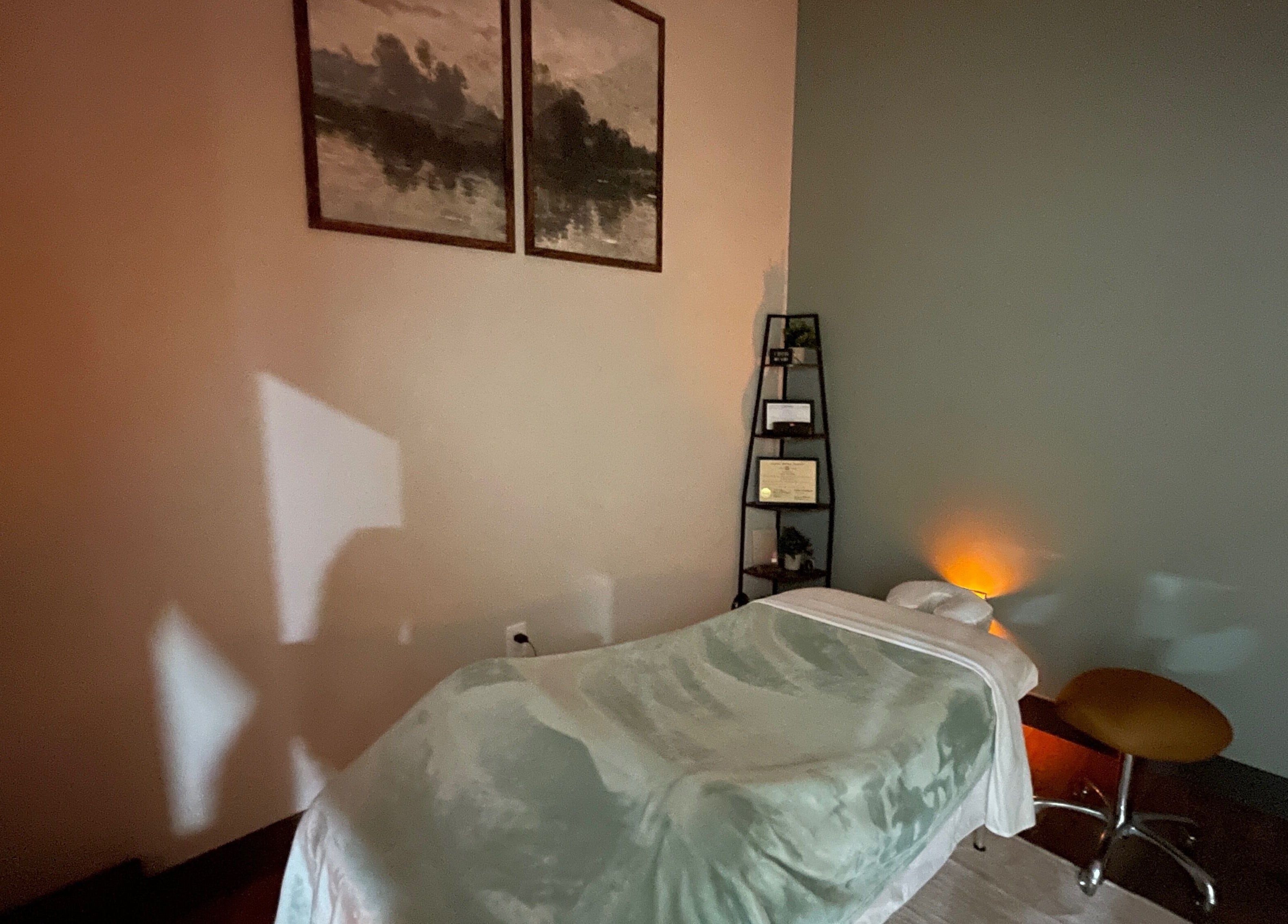 Peaceful massage room at Ashley Durbin, LMT - Vonore, in Vonore, Tennessee, US, with calming decor.