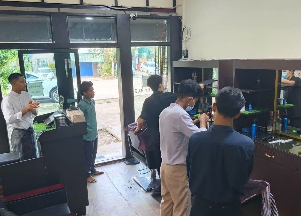 Inside view of Point (north dagon), a busy salon at Yangon, Yangon Region, MM, showcasing vibrant service.