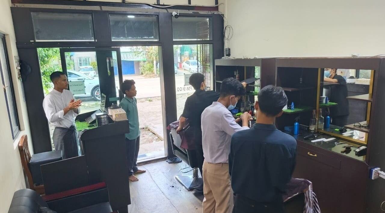 Inside view of Point (north dagon), a busy salon at Yangon, Yangon Region, MM, showcasing vibrant service.