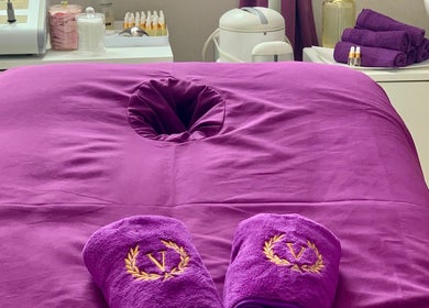 Luxurious massage table at Ur Beauty Oasis in Royal Tunbridge Wells, England, GB.