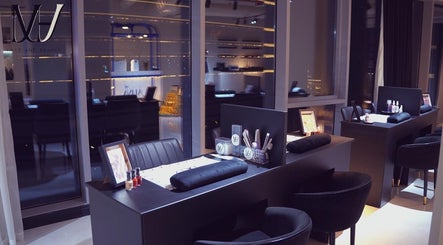 Modern nail stations at M hair and beauty, لوسيل, بلدية الضعاين, QA, showcasing luxury decor.