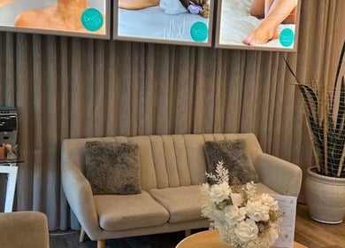 Relaxing lounge at Routine Contour Clinic- Highpoint Shopping Centre, Bella Skin Health Clinic, Melbourne, Victoria, AU.
