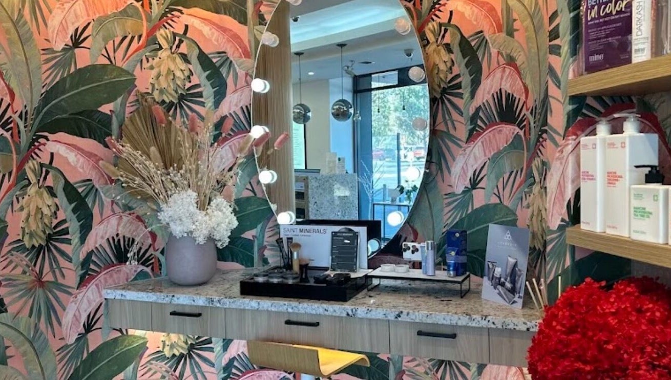 Chic vanity area with tropical decor at Routine Contour Clinic- Hillside, Melbourne, Victoria, AU.