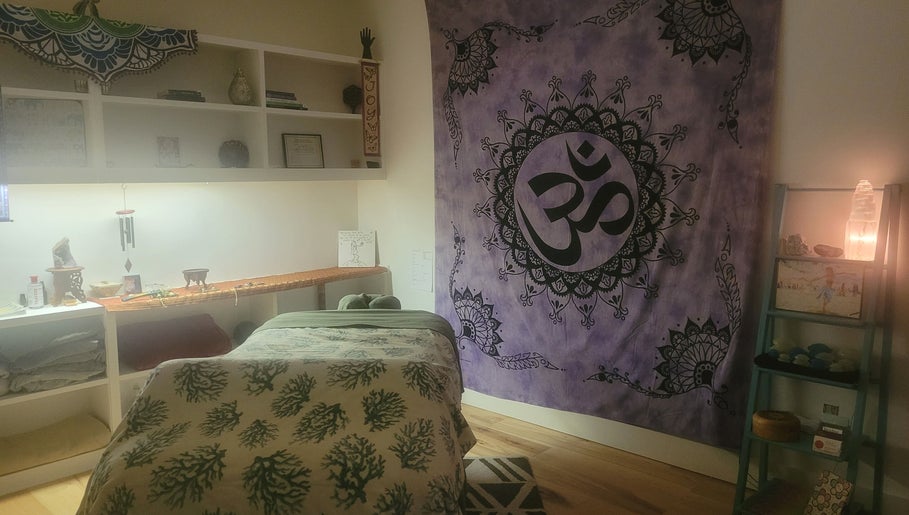 Peaceful therapy room at Playground For The Soul in Winston-Salem, North Carolina, US with calming decor.