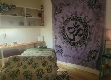 Peaceful therapy room at Playground For The Soul in Winston-Salem, North Carolina, US with calming decor.