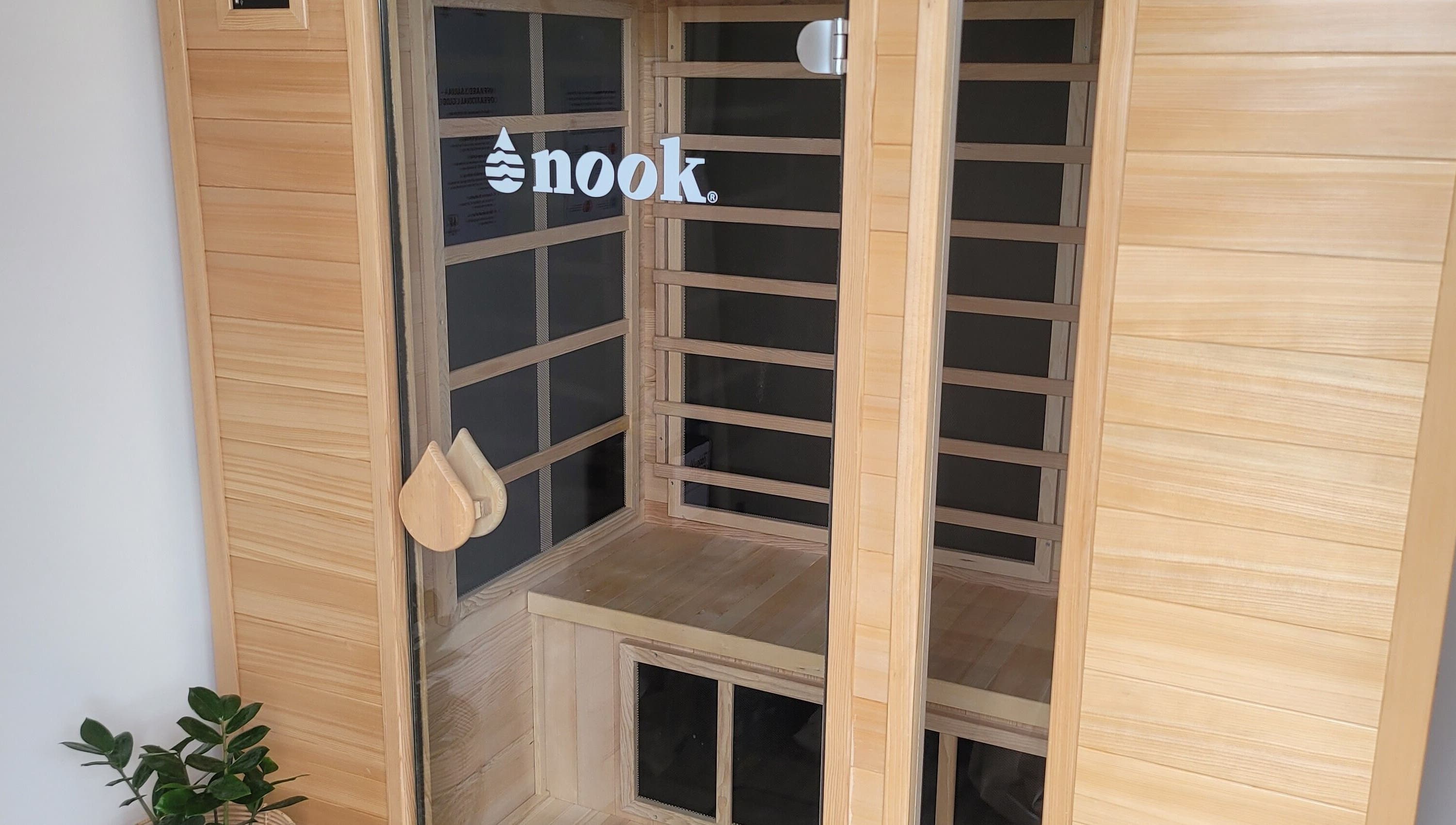 The Red Sauna Deal wooden sauna cabin with a plant in Deal, England, GB.